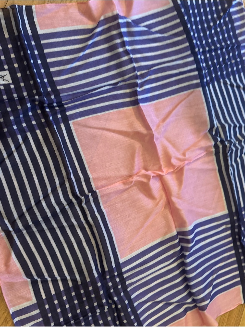 Vintage YSL Square Pattern Scarf in Navy and Pink